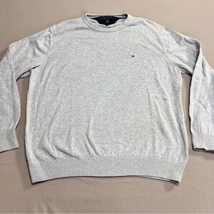 Tommy Hilfiger Gray Crewneck Sweater Men’s Large Cotton Classic Logo Pullover